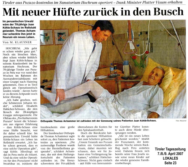 Ayuda m�dica para Juan K�hel Schaus